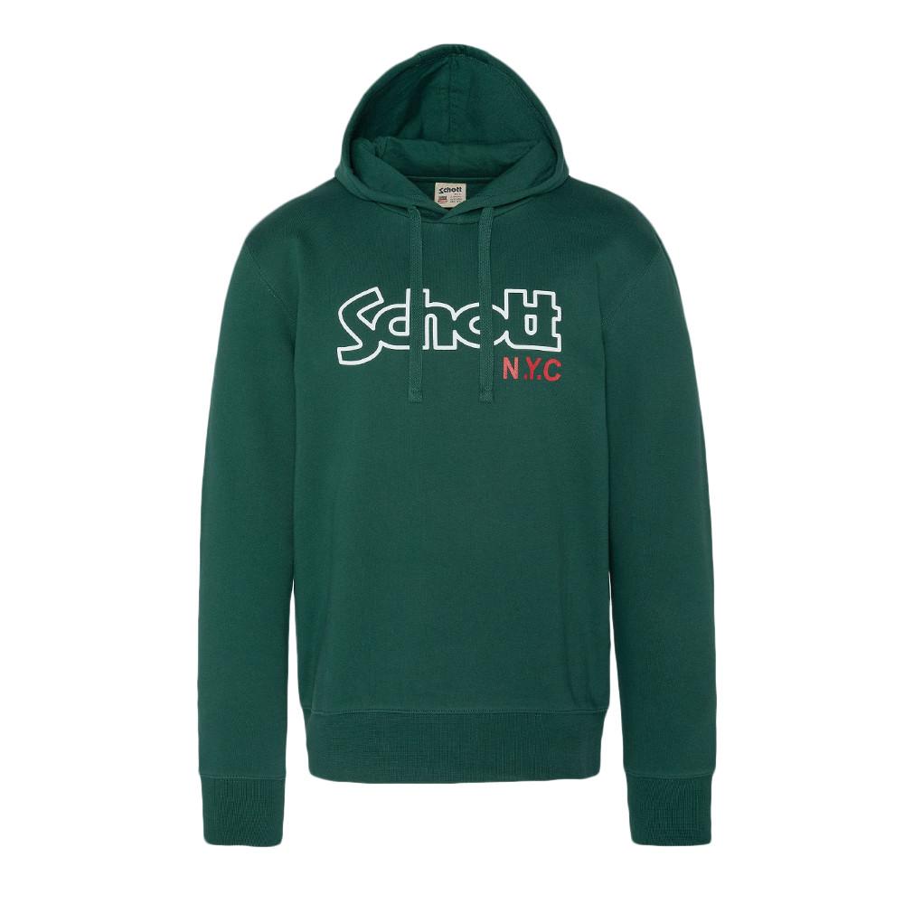 Sweat à capuche Vert Homme Schott Vintage pas cher