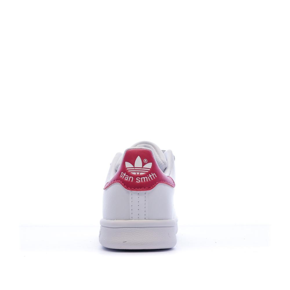 Baskets Blanche/Rose Fille Adidas Stan Smith vue 3