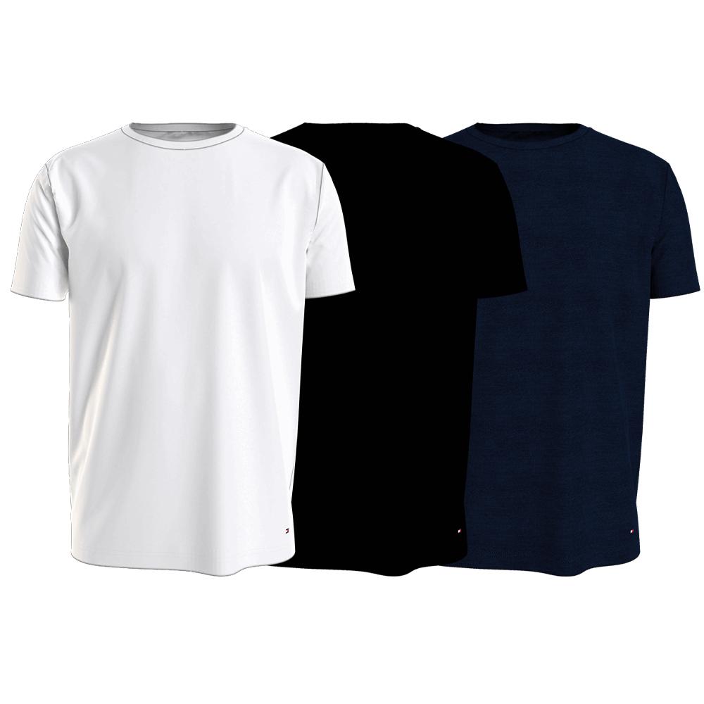 Lot x3 T-shirt Noir/Blanc/Marine Homme Tommy Hilfiger Stretch pas cher