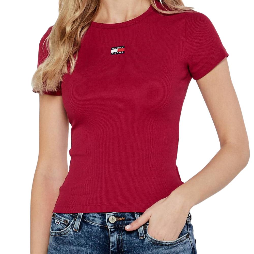 T-Shirt Rose Foncé Femme Tommy Hilfiger Badge pas cher