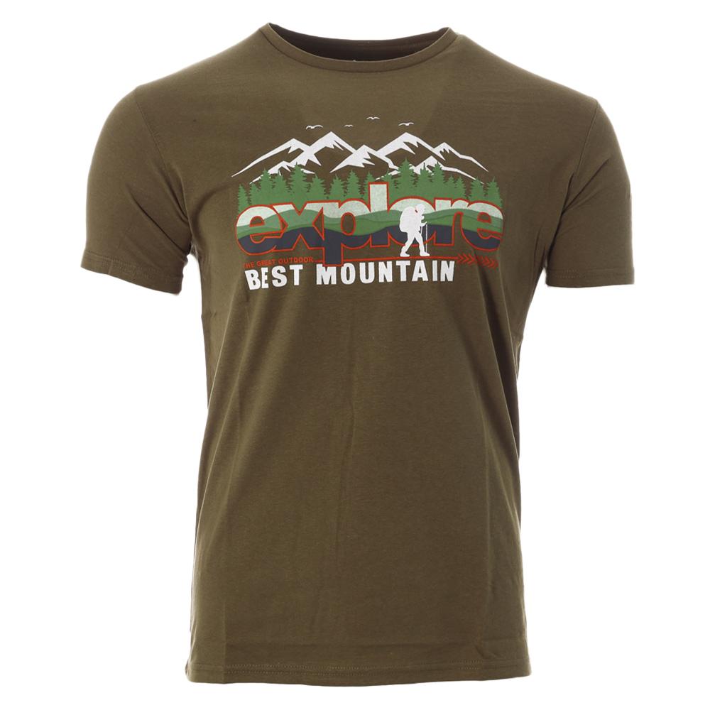 T-shirt Kaki/Blanc Homme Best Mountain 2002 pas cher
