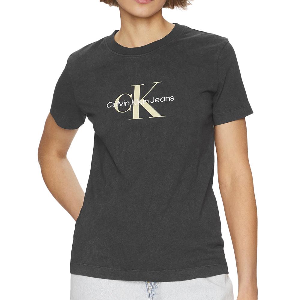 T-shirt Noir Femme Calvin Klein Jeans Archival Monologo pas cher
