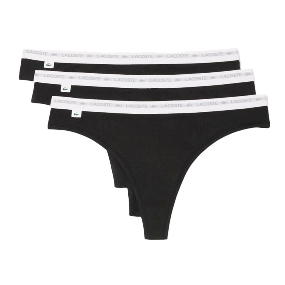 X3 Strings Noir Femme Lacoste coton stretch pas cher