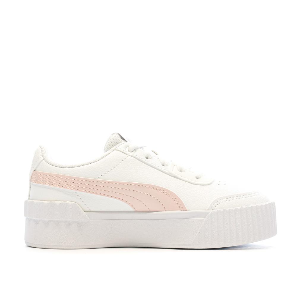 Baskets Blanches/Rose Fille Puma Carina vue 2