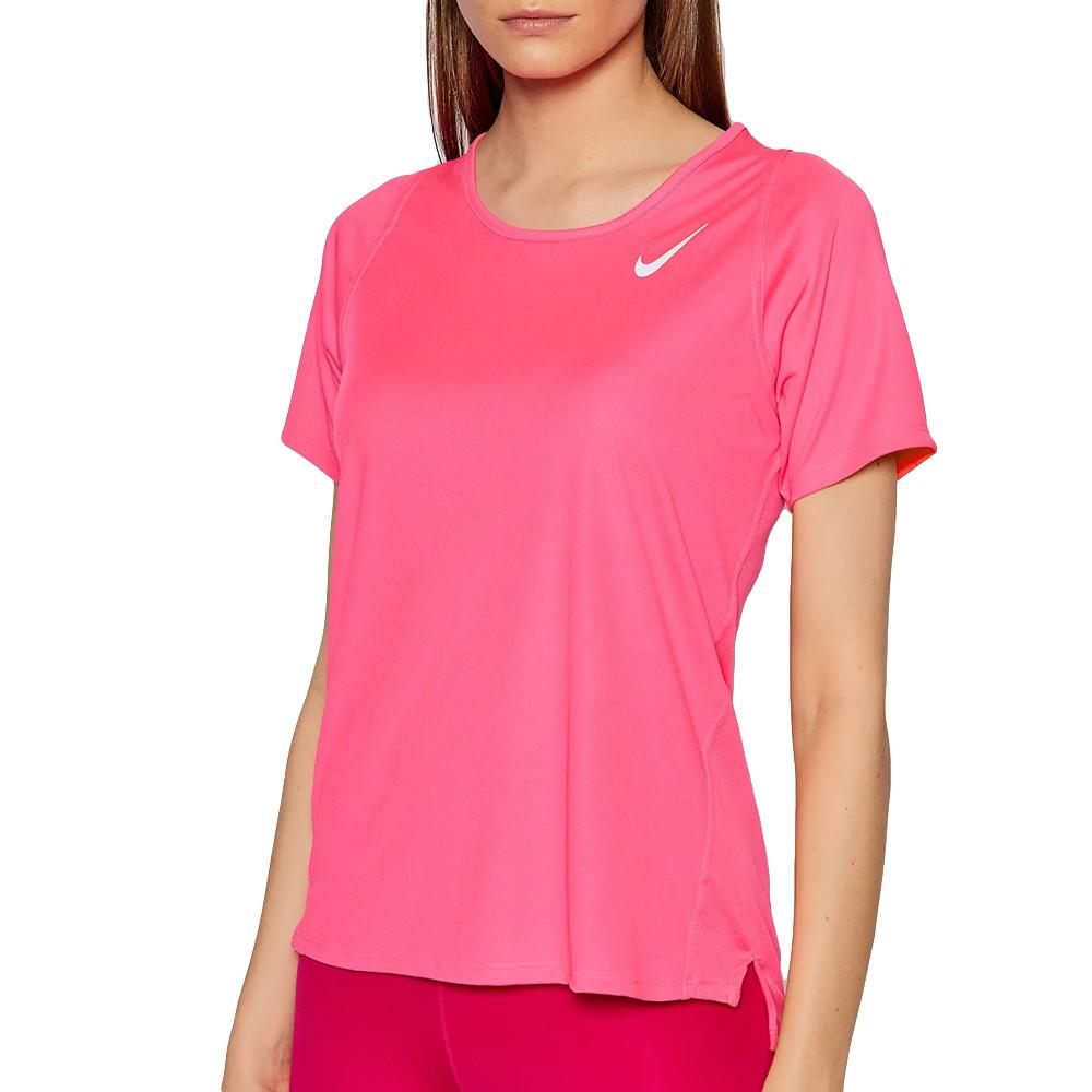 T-shirt de Running Rose Fluo Femme Nike Race pas cher