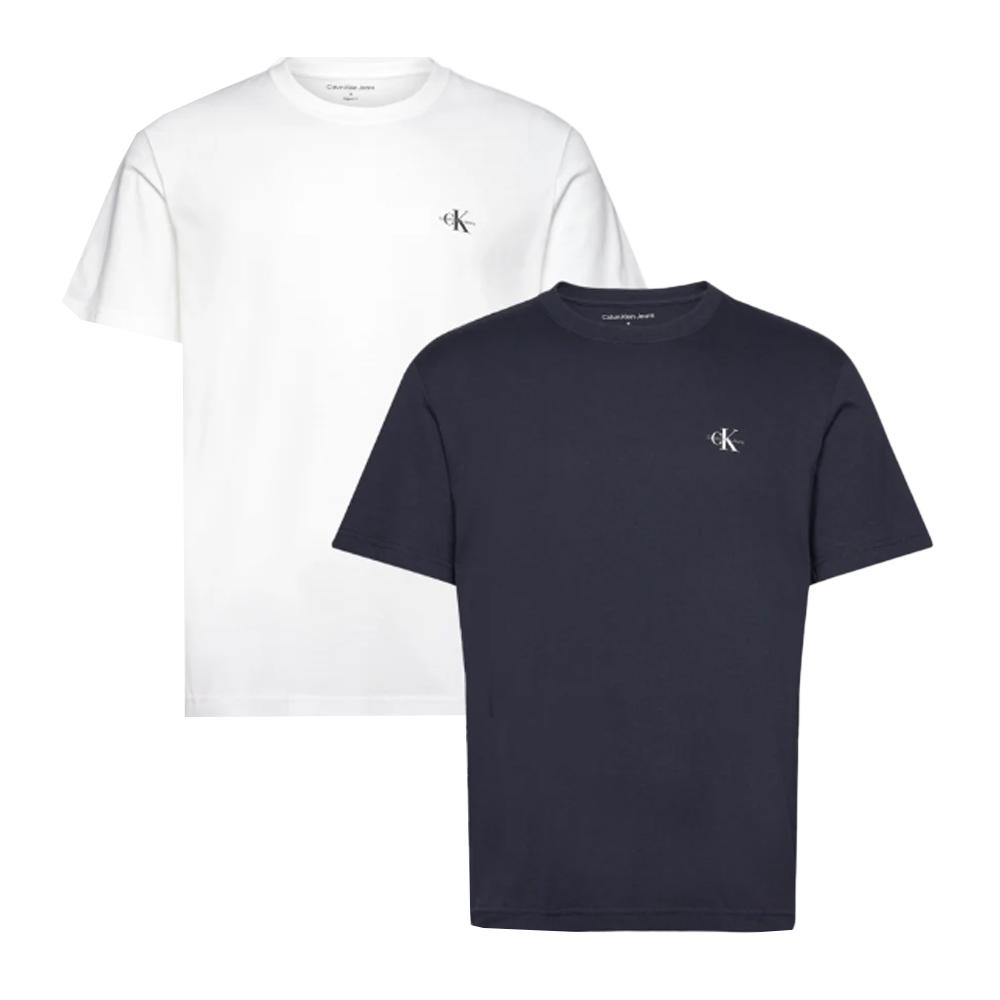 Lot de 2 T-shirts Blanc/Gris Homme Calvin Klein Jeans Monologo pas cher