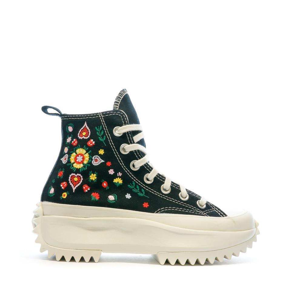 Baskets Noir Femme Converse Run Star Fleurs vue 2