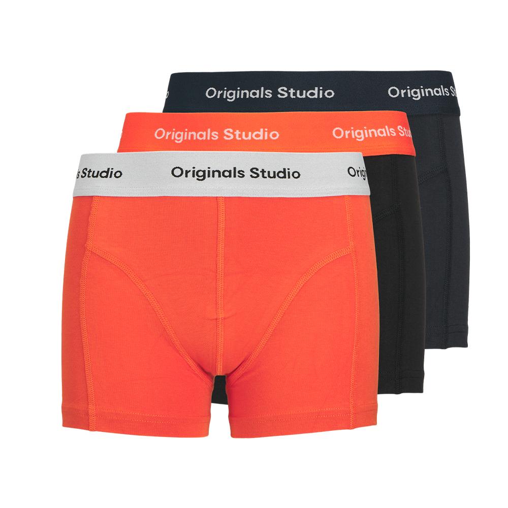3x Boxers Noir/Orange Garçon Jack & JonesTerbro pas cher