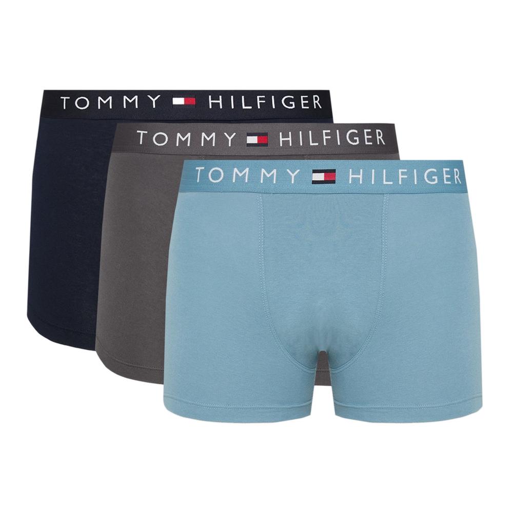 x3 Boxers Gris/Bleu Homme Tommy Hilfiger Trunk pas cher