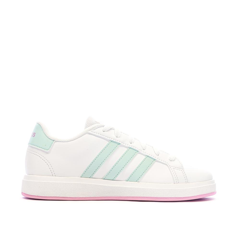 Baskets Blanc/Vert Fille Adidas Grand Court 2.0 vue 2