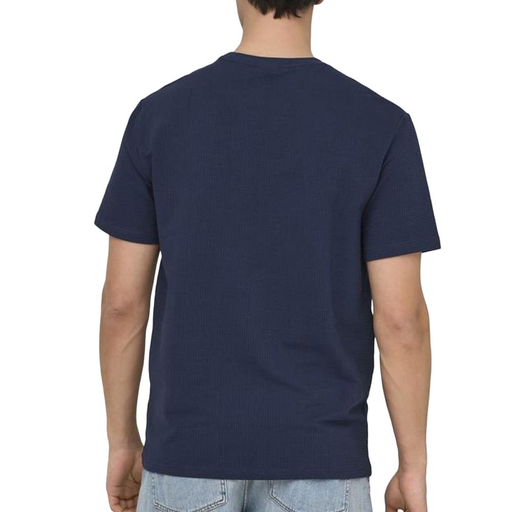 Herren-T-Shirt in Marineblau von Only & Sons, Modell „Onskian Life“, Seersucker Ansicht 2
