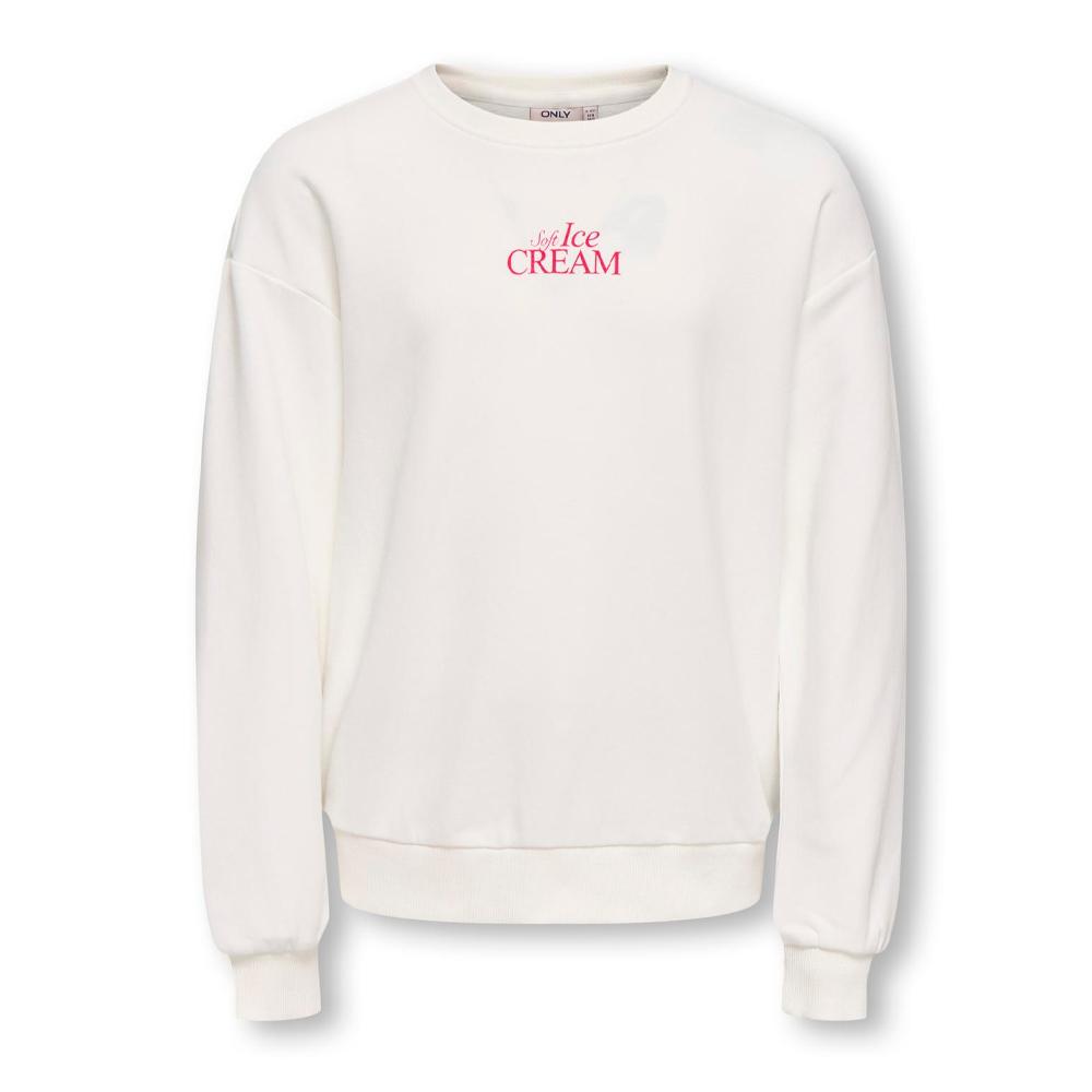 Sweat Blanc/Rose Kids ONLY Kogphilea pas cher