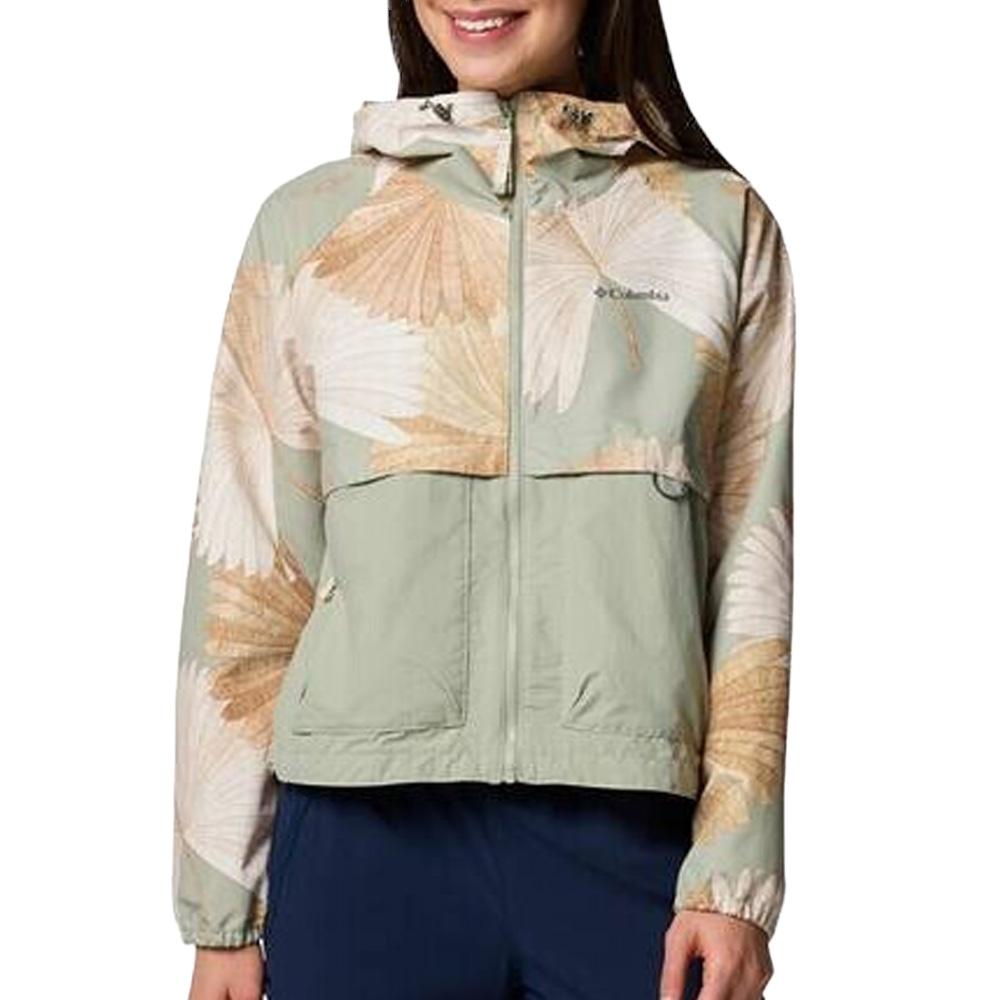 Chaqueta cortavientos verde para mujer Columbia Spire con estampado barato