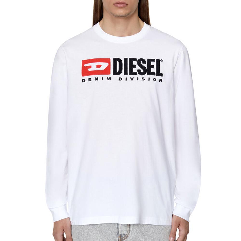 T-shirt Manches Longues Blanc Homme Diesel Division pas cher