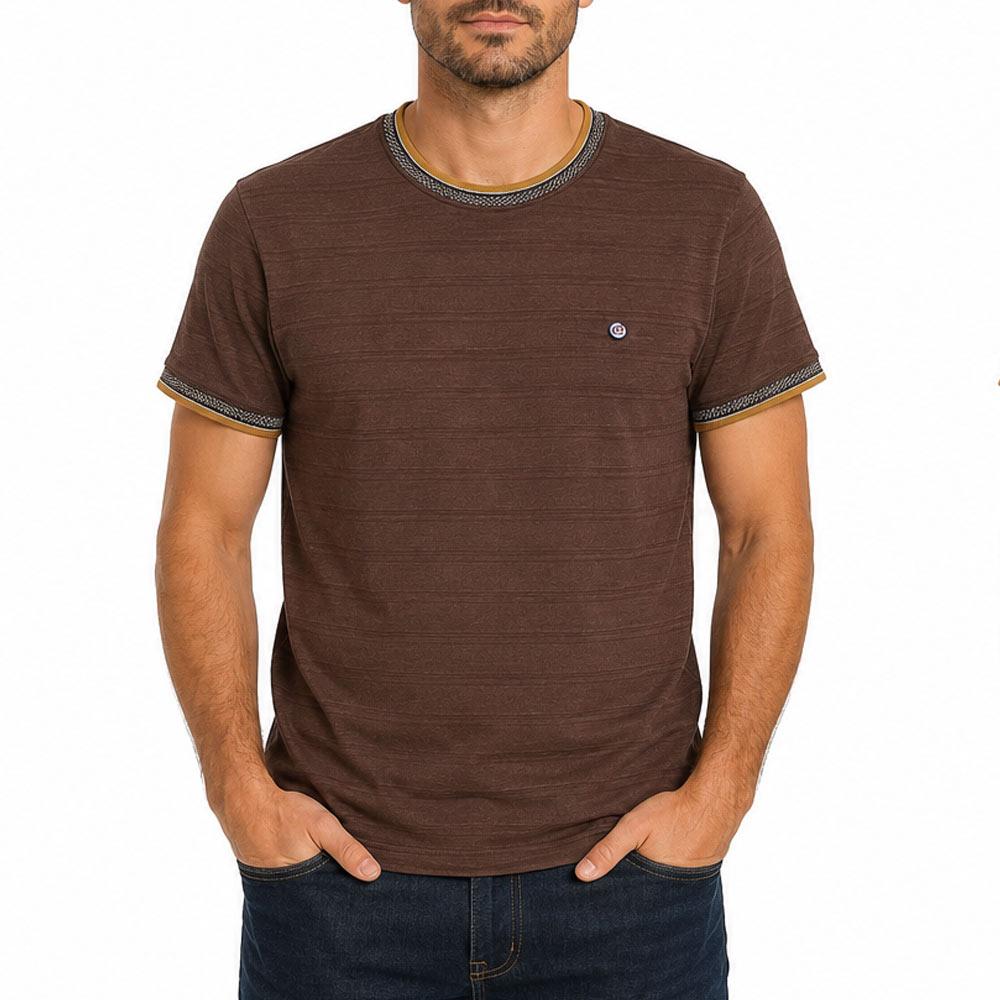 T-Shirt Marron Homme RMS26 Rayures pas cher