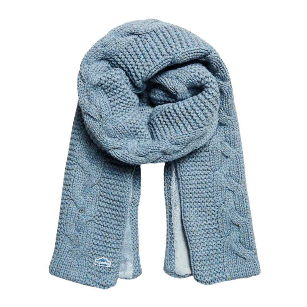 Echarpe en Maille Polaire Bleu Femme Superdry Vintage Cable pas cher