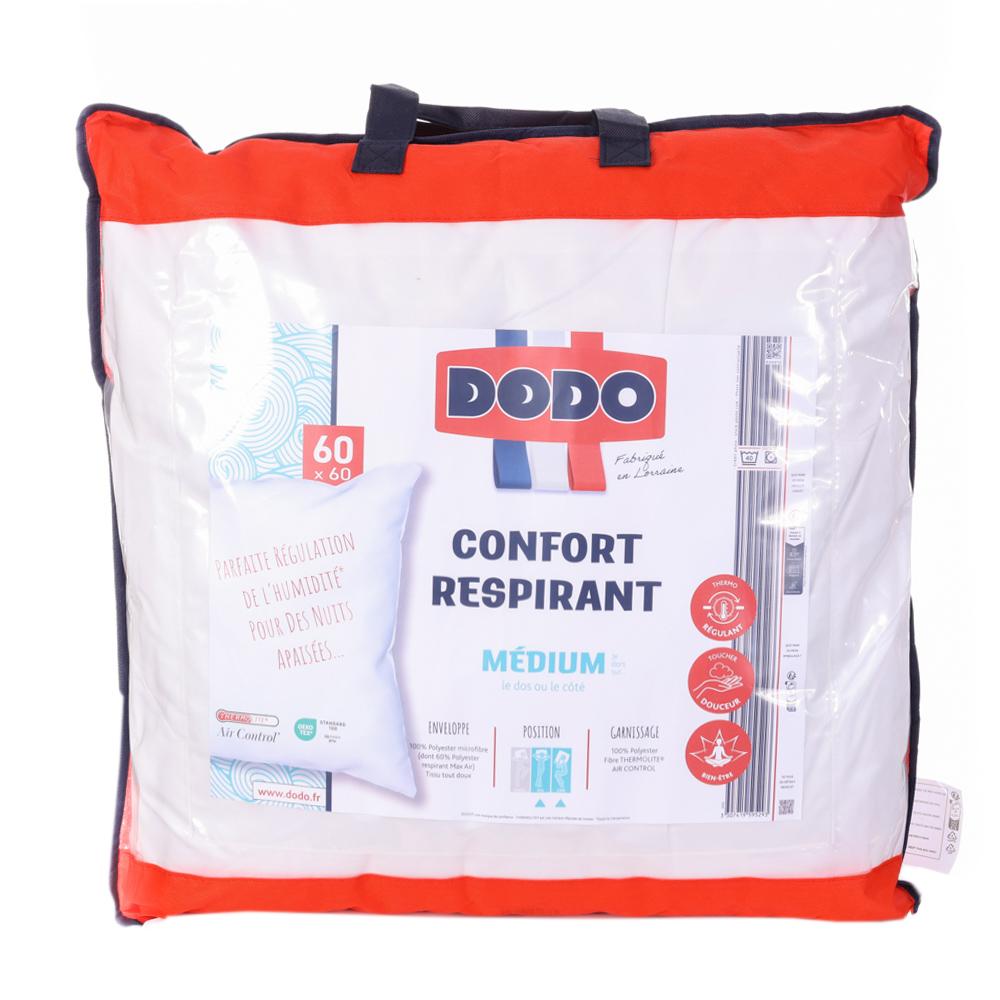 Oreiller Blanc Dodo Medium Confort Respirant 60x60cm pas cher