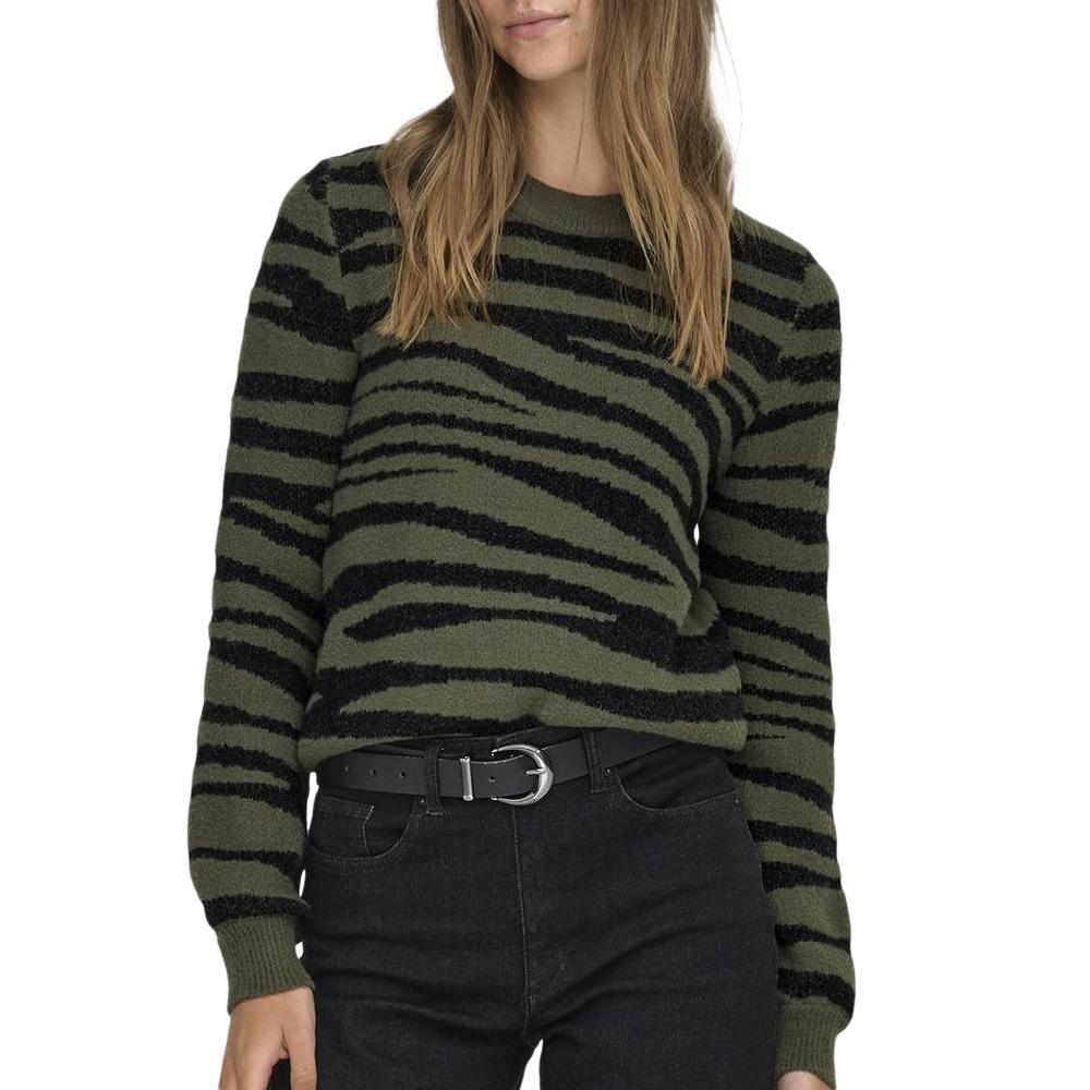 Pull Noir/Kaki Zébré Femme JDY Lorraine pas cher