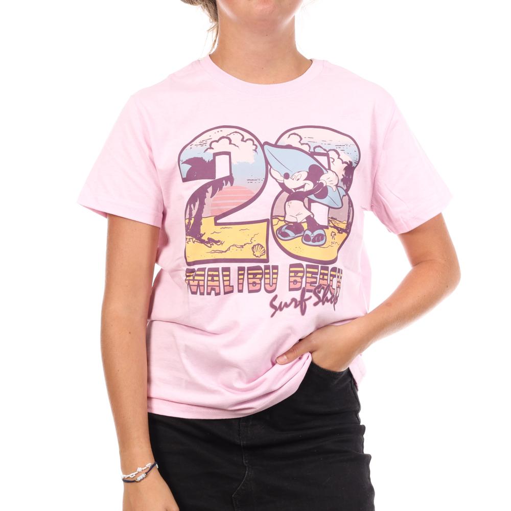 T-Shirt Rose Femme Disney Mickey Malibu Beach pas cher