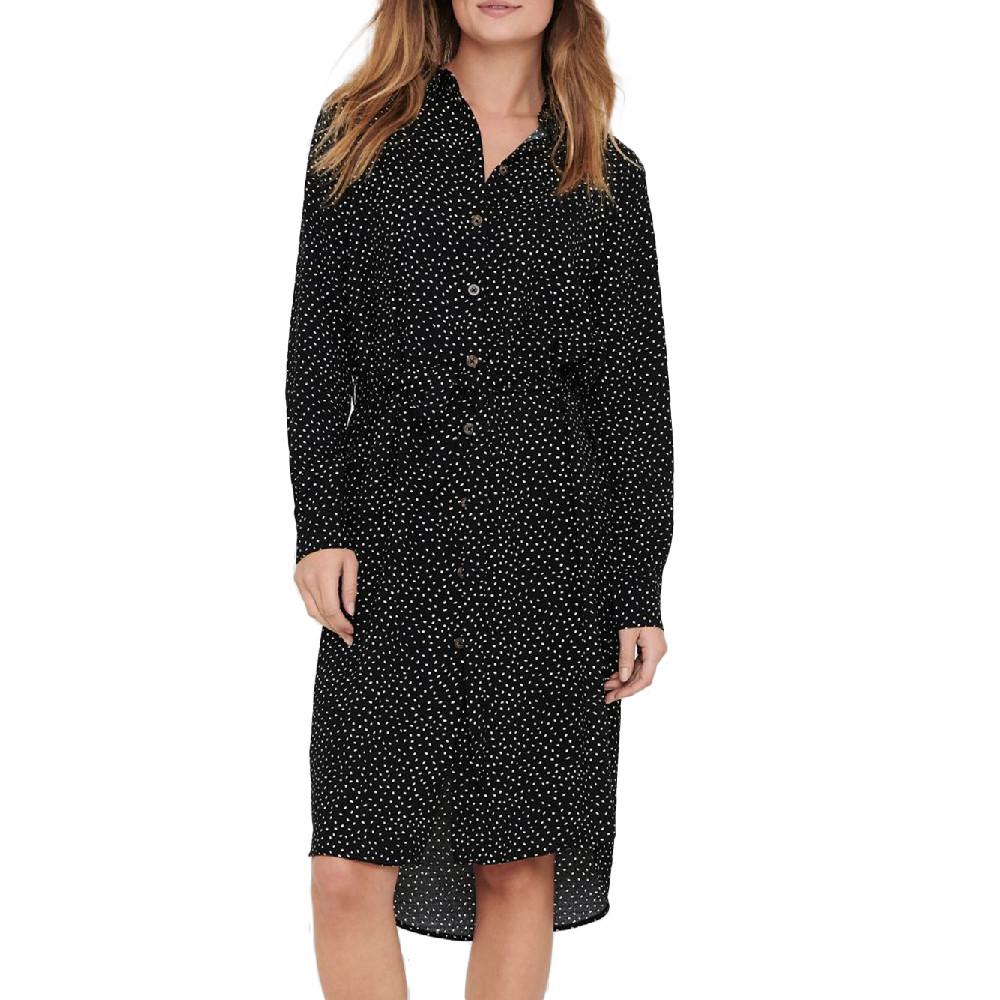 Robe noir femme Jacqueline de Yong Piney L/S Below Knee pas cher