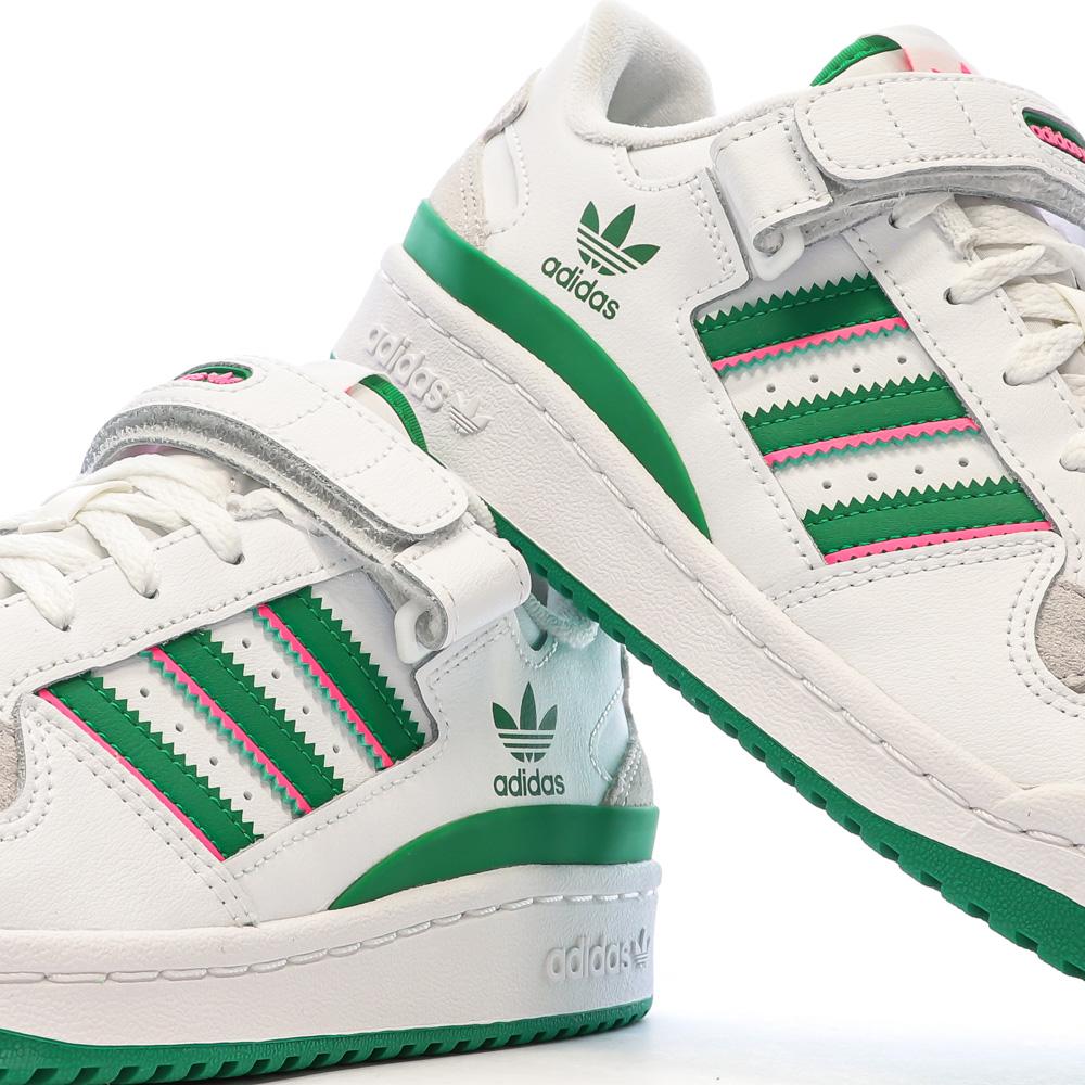 Baskets Blanches/Vertes Femme Adidas Forum Low vue 7