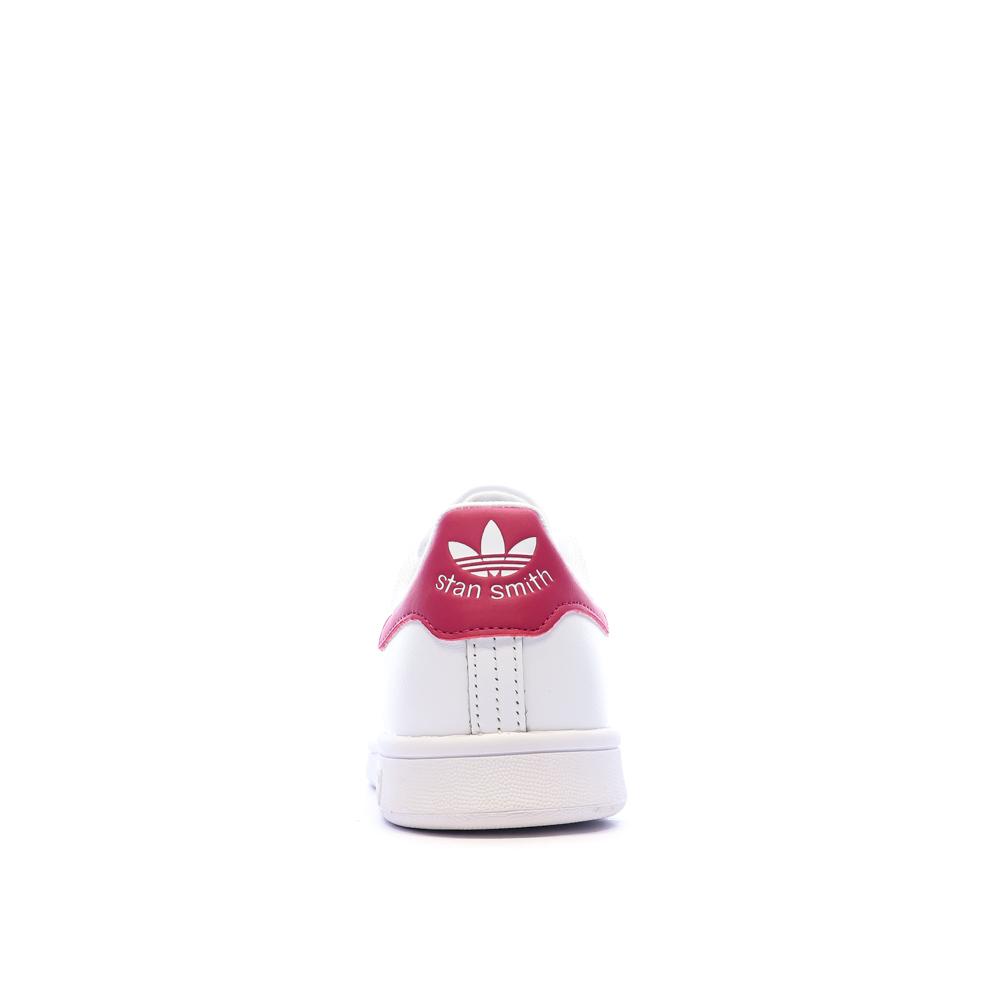 Baskets Blanches/Roses Fille Adidas Stan Smith vue 3