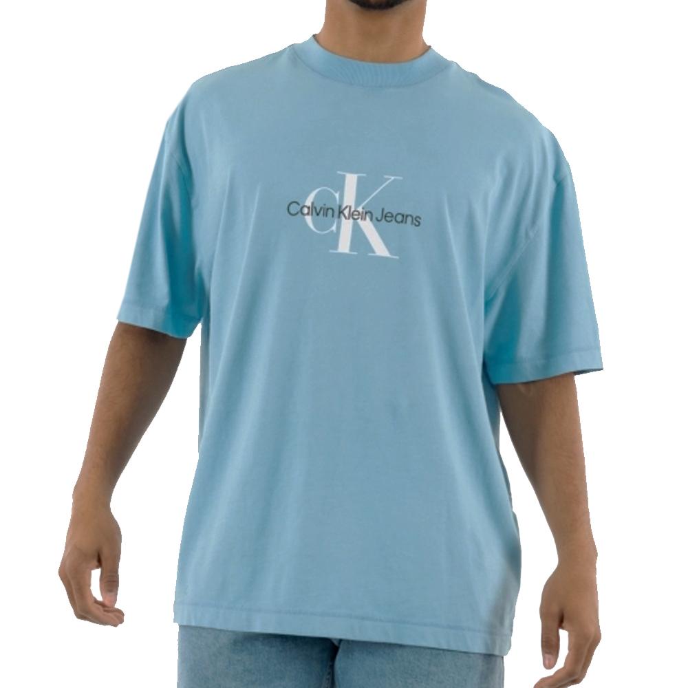 T-shirt Bleu Femme Calvin Klein Jeans Monologo pas cher