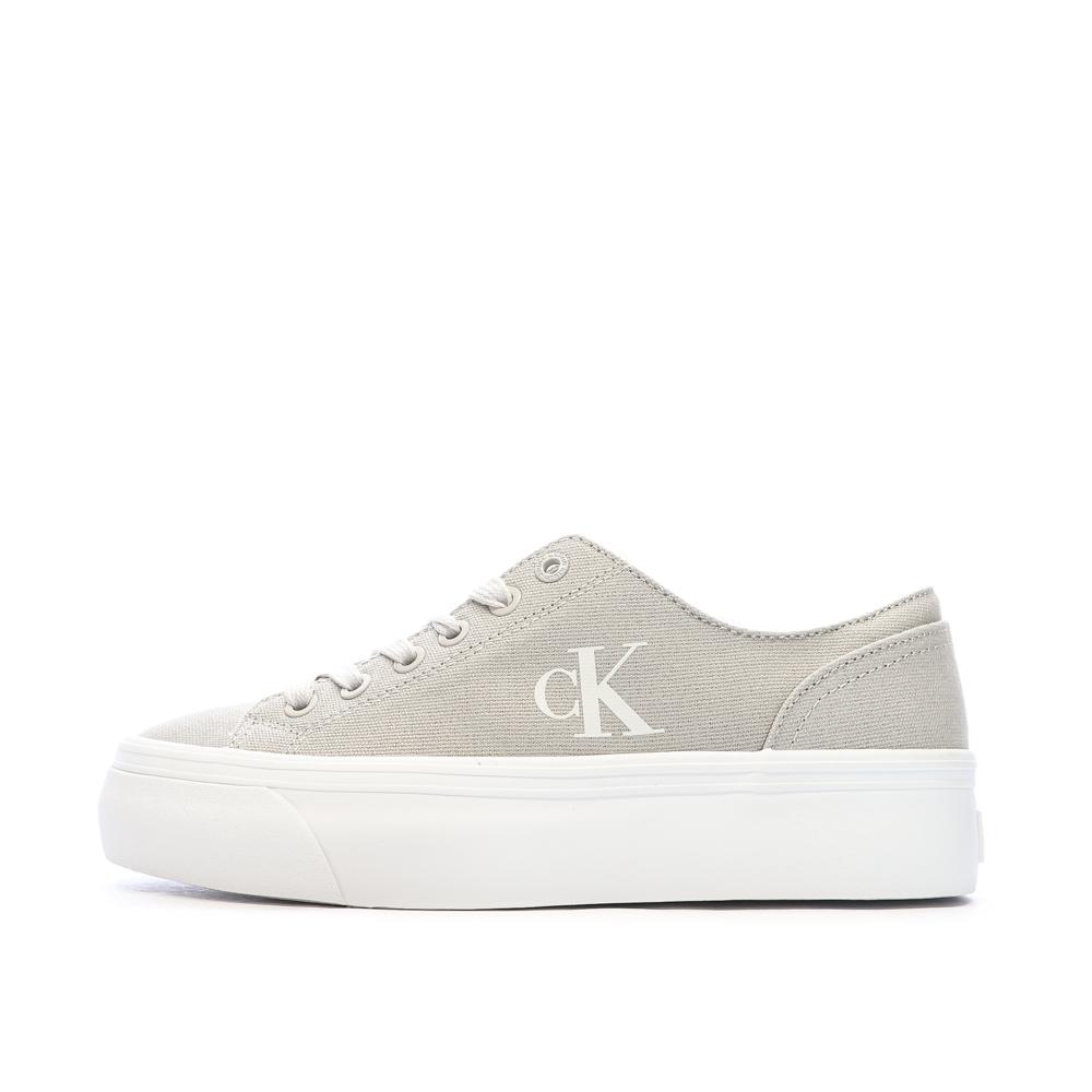 Baskets Beiges /Blanches Femme Calvin Klein Jeans Classic Cupsole Mg pas cher