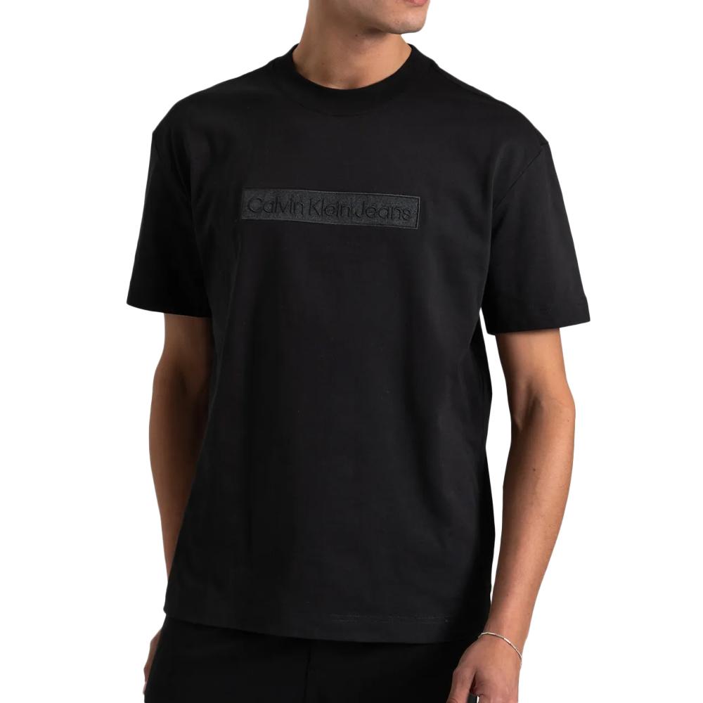 T-shirt Noir Homme Calvin Klein Jeans Embroidered pas cher