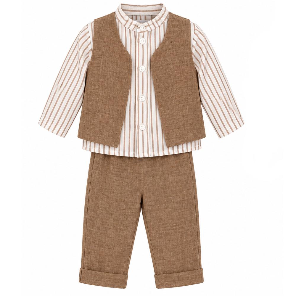 Ensemble Blanc/Marron Garçon P'tit Mome Lucas pas cher