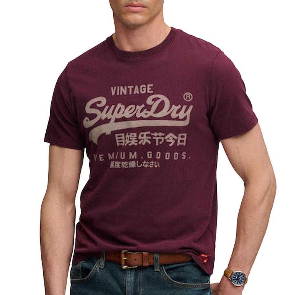 T-Shirt Bordeaux/Beige Homme Superdry Classic pas cher