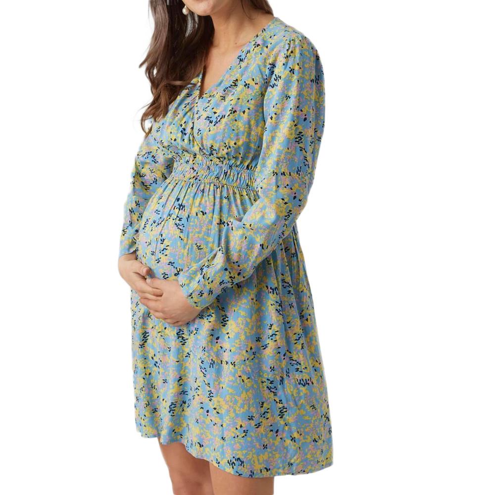 Robe D'allaitement Bleu/Jaune Femme Mamalicious Tess pas cher