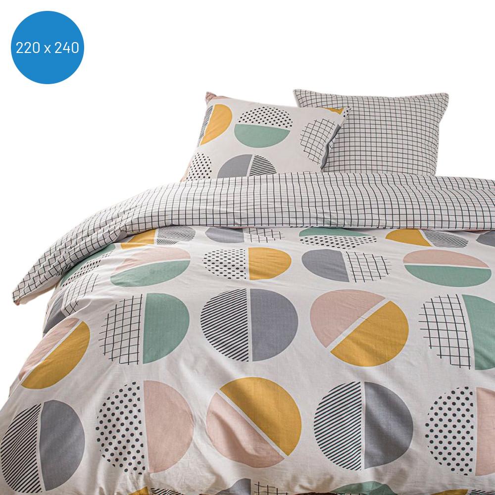 Parure De Lit Blanche Ronds 220x240 Today Coton 57 Fils Sunshine vue 2