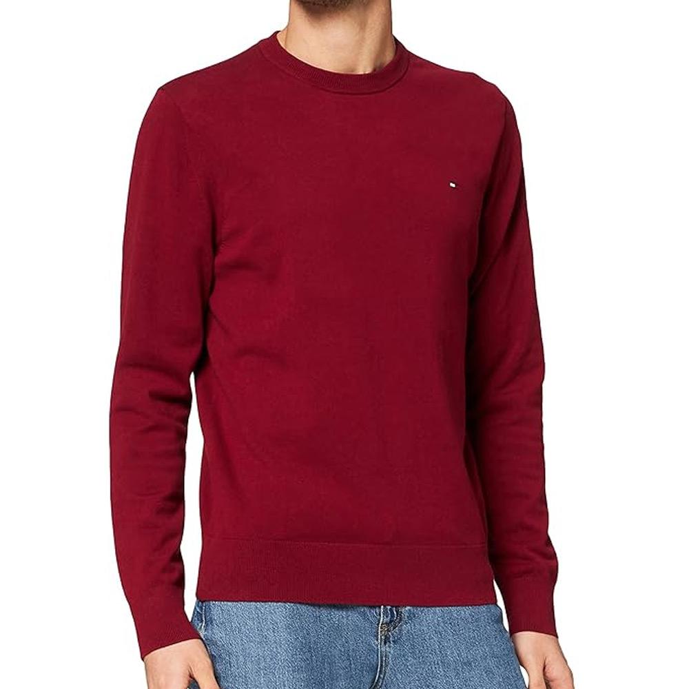 Pull Bordeaux Homme Tommy Hilfiger Pima MW0MW28047 pas cher