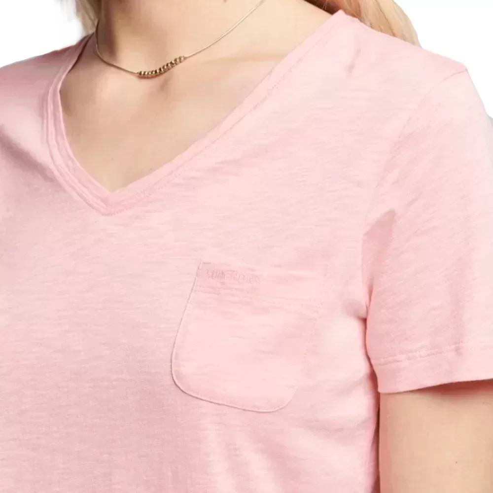 T-shirt Rose Femme Superdry Pocket V vue 2