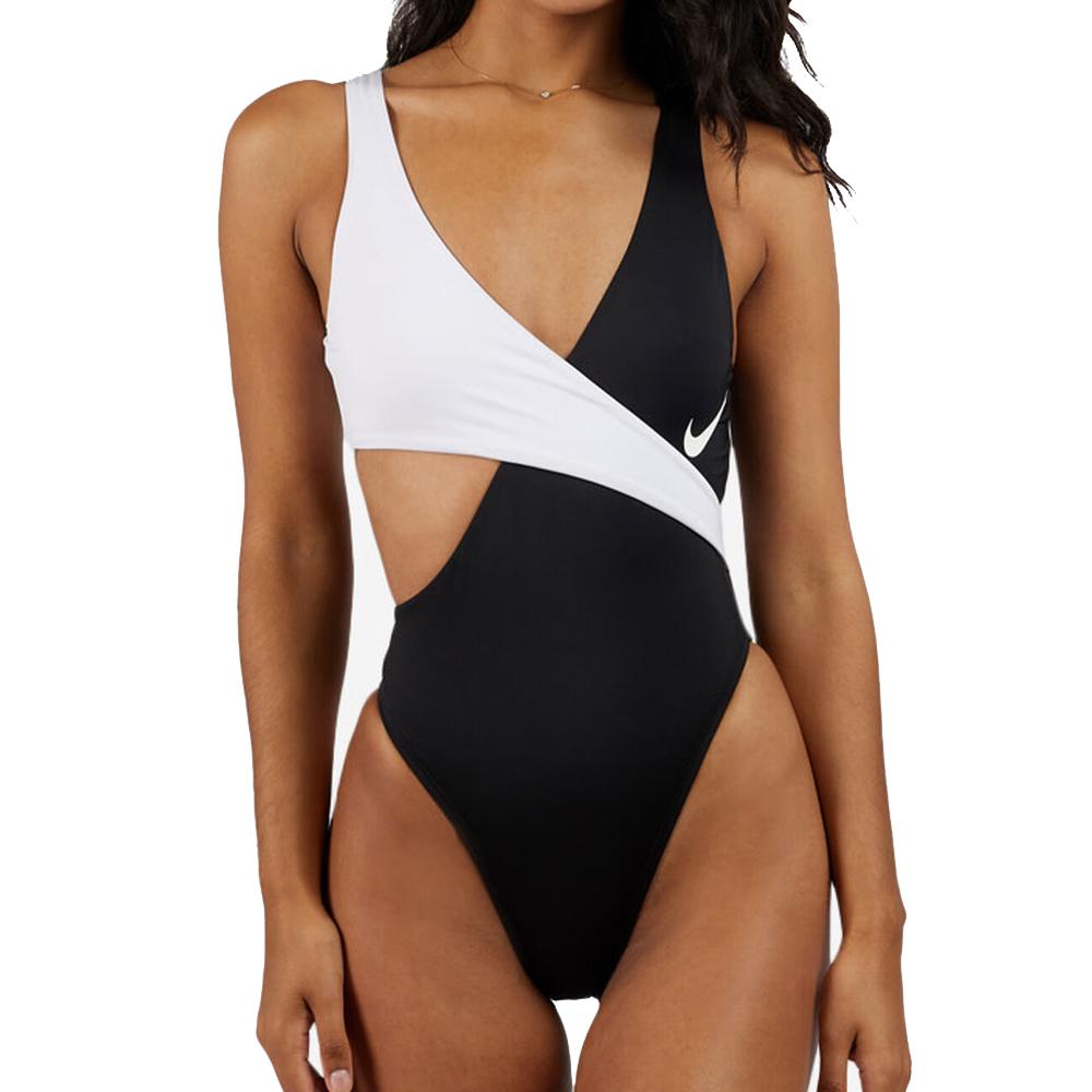 Maillot de bain 1 piece Noir/Blanc Femme Nike Crossover pas cher
