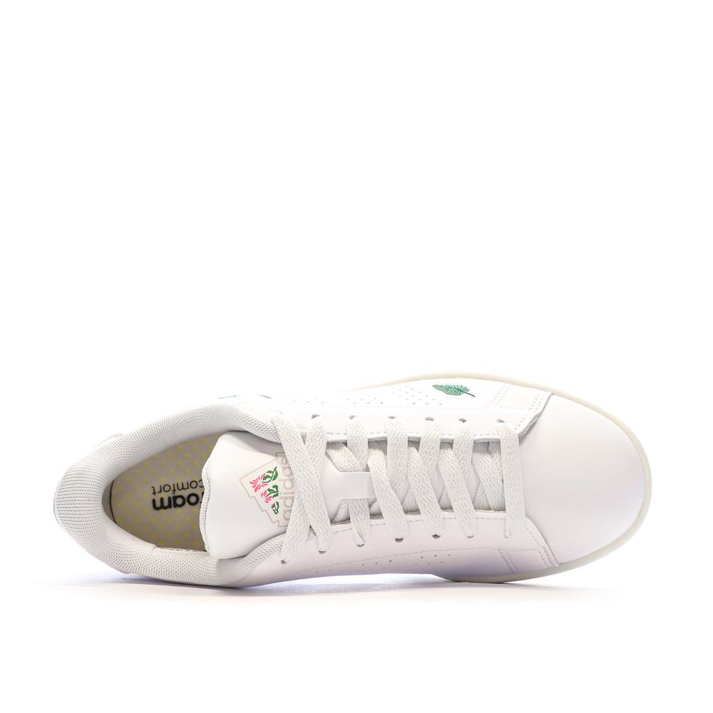 Baskets Blanc Femme Adidas Advantage Feuilles vue 4