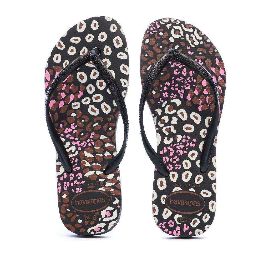 Tongs Noir Femme Havaianas Slim Animals Infradito vue 3
