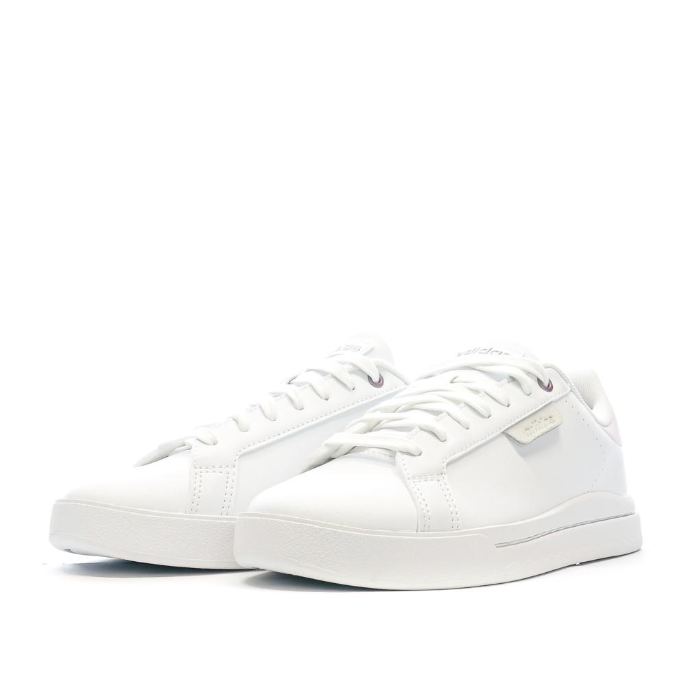 Baskets Blanc/Rose Femme Adidas Court Silk vue 6