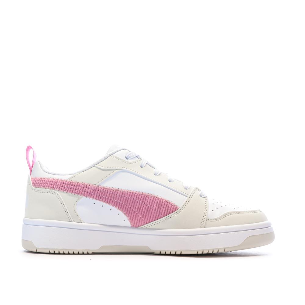 Baskets Ecru/Rose Fille Puma Rebound V6 Lo Cord vue 2