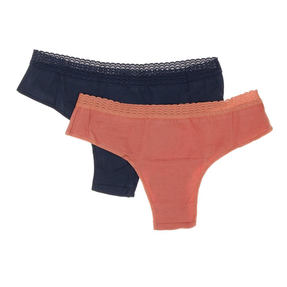 x2 Culottes Marine/Orange Femme Dim Hipsters vue 2