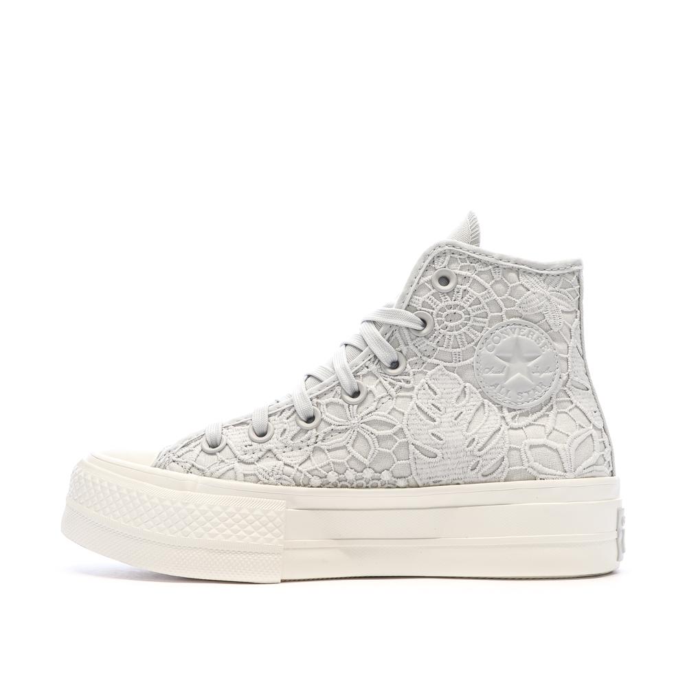 Baskets Grises Dentelle Femme Converse Chuck Taylor All Star Lift pas cher