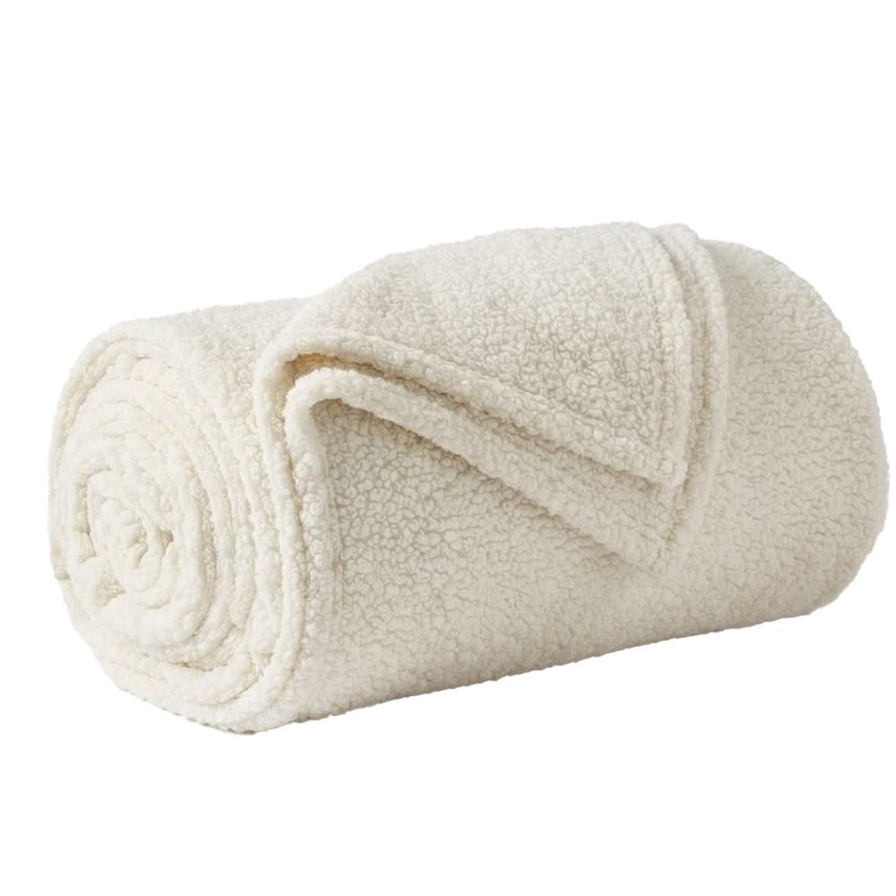 Plaid Bouclette Polaire Blanc Today Plaid 125x150 cm pas cher