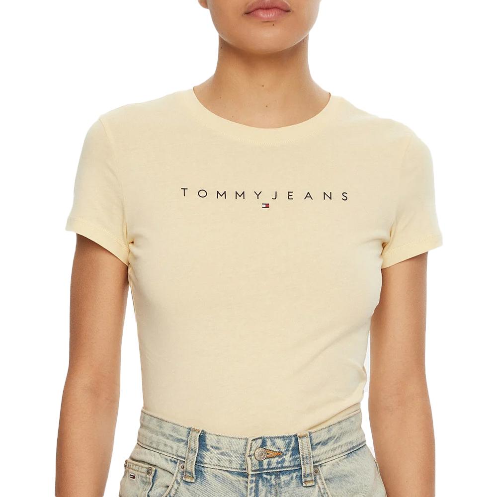 T-shirt Beige Femme Tommy Hilfiger Linear pas cher