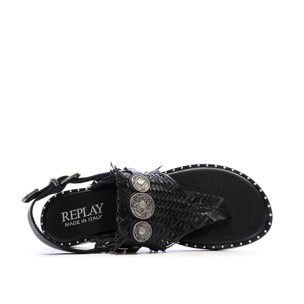 Sandalias negras de mujer Replay Nairobi Thong ver 4