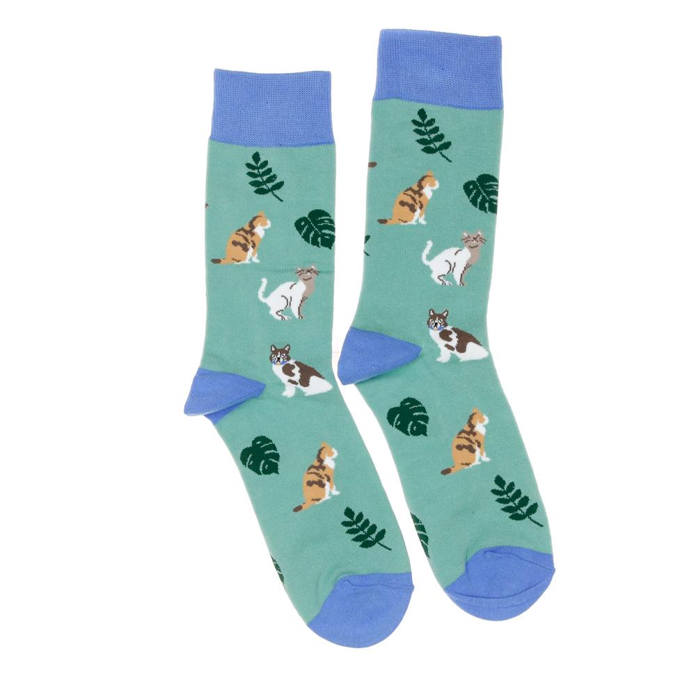 Chaussettes Vert/Bleu Mixte Stella Green Chats pas cher