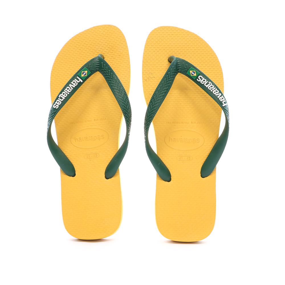Tongs Jaune Homme Havaianas Brasil Logo vue 3
