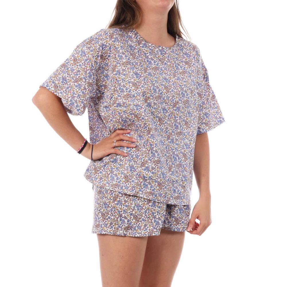 Pijama Mujer Blanco/Rojo/Azul Lulu Castagnette Flores barato