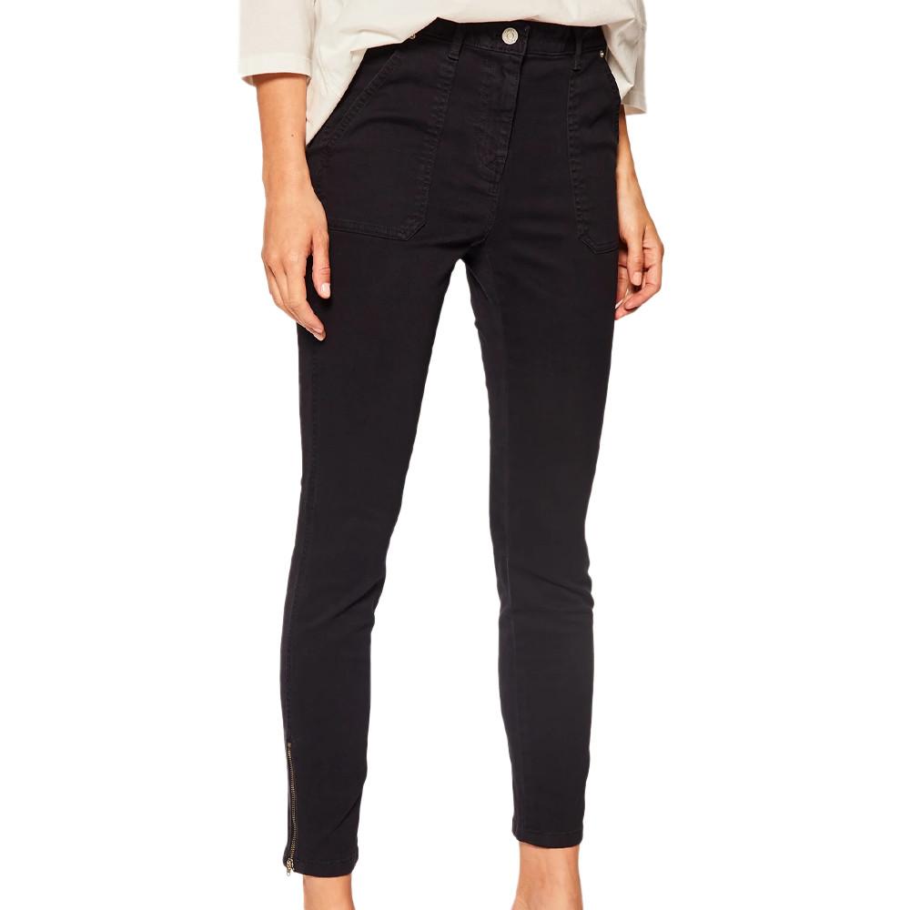 Pantalon Noir Femme Tommy Hilfiger Cotton Stretch Cargo pas cher