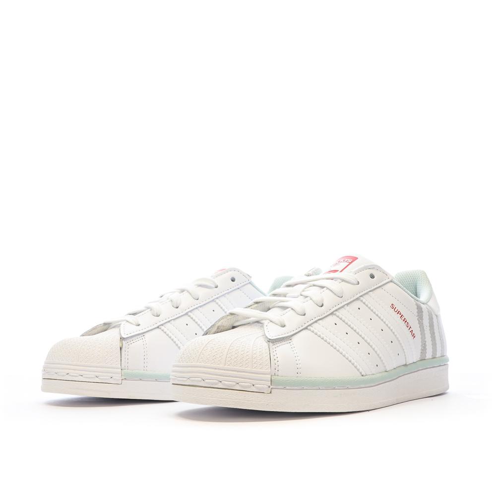 Baskets Blanches/Gris Femme Adidas Superstar J vue 6